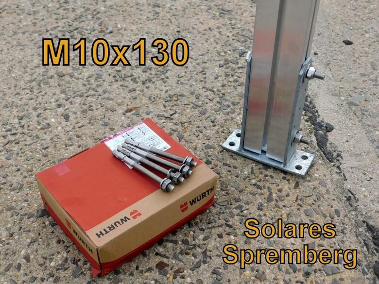 Zaunpfosten L4 für festen und brüchigen Untergrund / 100 110 120 140 160cm mit Pfostenschuh / 3x Nut 10 1x Nut 8 /Aluminium / Photovoltaik